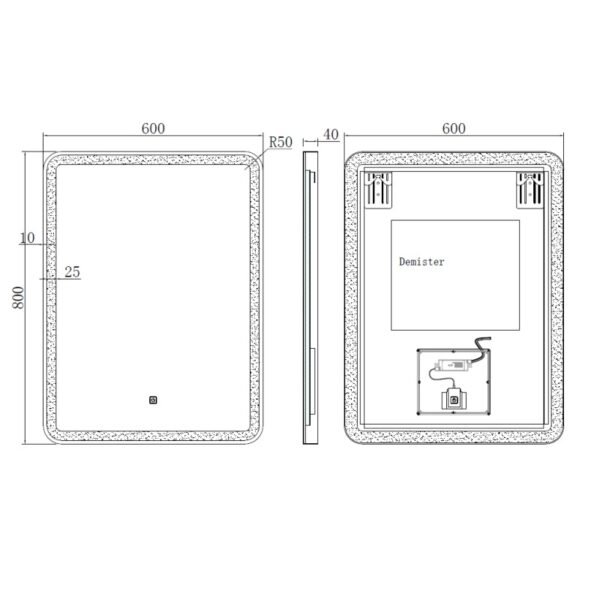 Kartell Nero Rectangular LED Illuminated Mirror - Image 3