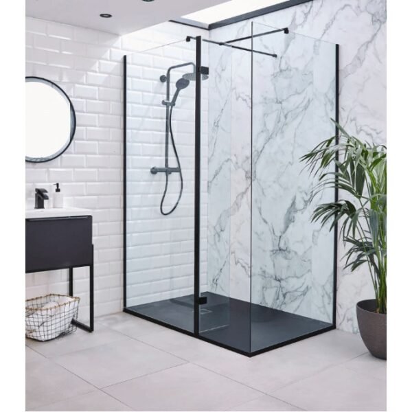 Kartell Nero Wetroom Profile Kit (Wall Profile & Bracing Bar) - Matt Black