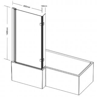 Kartell Nero L Shaped Shower Bath Screen - 6mm Glass - 1400mm x 1000mm - Matt Black - Image 2