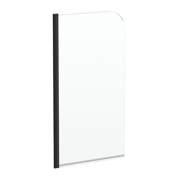 Kartell Nero Round Top Bath Screen - 6mm Glass - 1400mm x 780mm - Matt Black