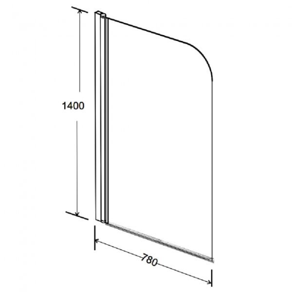 Kartell Nero Round Top Bath Screen - 6mm Glass - 1400mm x 780mm - Matt Black - Image 3