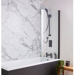 Kartell Nero Square Bath Screen - 6mm Glass - 1400mm x 780mm - Matt Black - Image 2