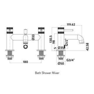 Scudo Core Deck Mounted Bath Shower Mixer Tap With Kit And Wall Bracket - Image 2