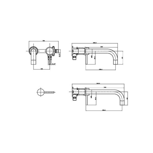 Scudo Core Wall Mounted Basin Mixer Tap - Image 8