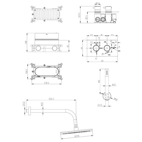 Scudo Core 2 Outlet Thermostatic Concealed Shower Valve With Shower kit - Image 3
