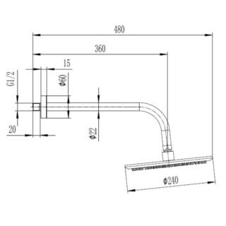 Scudo Round Shower Head And Arm - ?240mm - Image 3