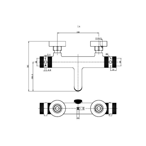 Scudo Core Wall Mounted Thermostatic Bath Shower Mixer - Image 2