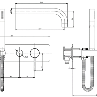Scudo Core Wall Mounted Bath Shower Mixer Tap With Handset - Image 2