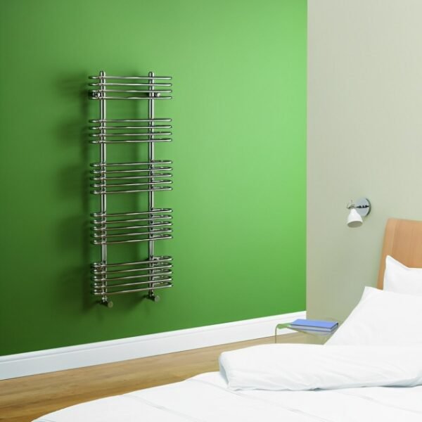 Kartell Oakland Curved Designer Heated Towel Rail - Chrome - Image 2