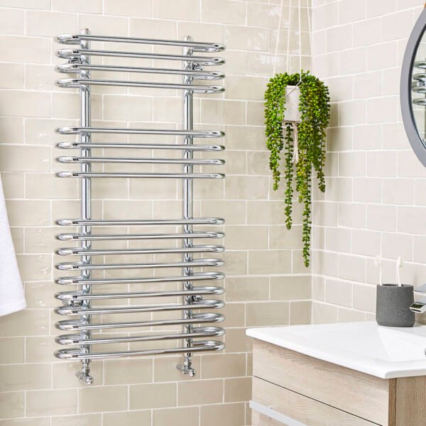 Kartell Oakland Curved Designer Heated Towel Rail - Chrome