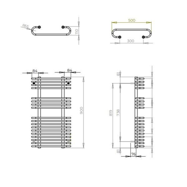 Kartell Oakland Curved Designer Heated Towel Rail - Chrome - Image 4