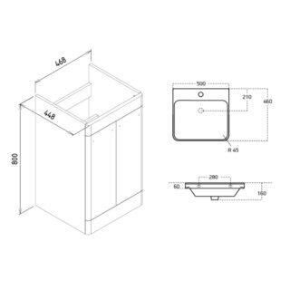 Kartell Options 24 Two Door Floor Standing Vanity Unit With Basin - 468mm Wide - 1 TH - Image 2