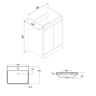 Kartell Options 24 Two Door Floor Standing Vanity Unit With Basin - 568mm Wide - 1 TH - Image 2