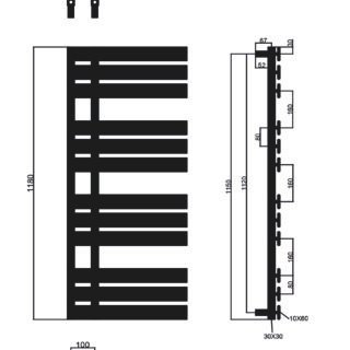 Kartell Oregon Straight Vertical Designer Heated Towel Rail - 1180mm X 500mm - Chrome - Image 2