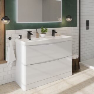 Scudo Bella 2 Drawer Floor Standing Vanity Unit With Basin - 1200mm Wide - Image 3