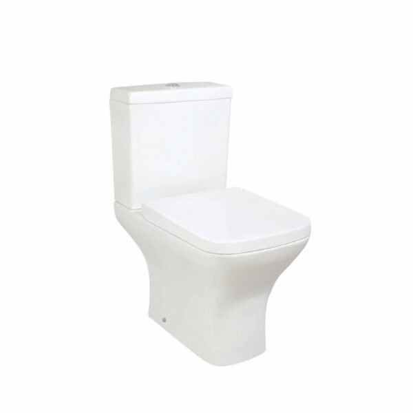 Scudo Porto Rimless Open Back Close Coupled Toilet With Cistern And Wrap Over Seat - White