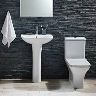 Scudo Porto 550mm Basin With Full Pedestal - White - Image 3