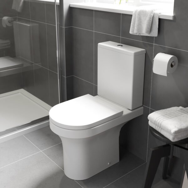 Kartell Ozone Rimless Comfort Height Close Coupled Toilet With Cistern And Soft Close Seat - Gloss White - Image 2