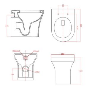 Kartell Ozone Rimless Back To Wall Toilet With Soft Close Seat - Gloss White - Image 3