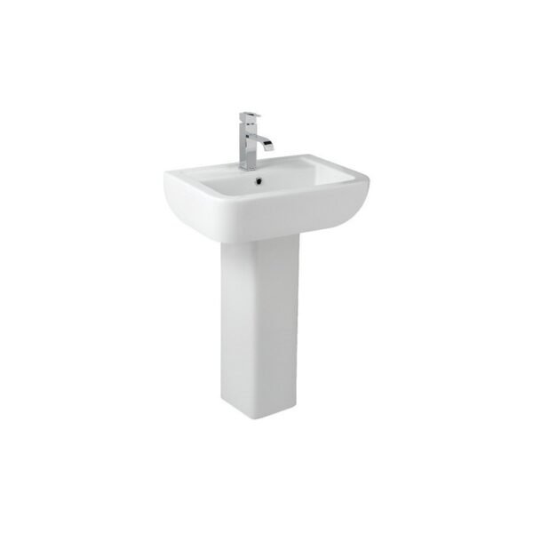 Kartell Options Basin With Full Pedestal - 550mm Wide - 1 TH - Gloss White