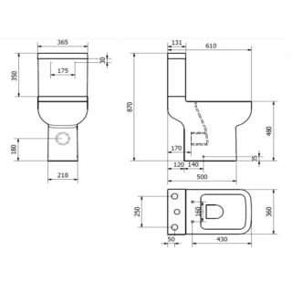 Kartell Options Rimless Comfort Height Close Coupled Toilet With Cistern And Soft Close Seat - Gloss White - Image 2