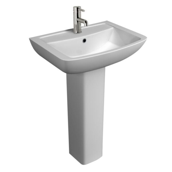 Kartell Pure Basin With Full Pedestal - 550mm Wide - 1 TH - Gloss White