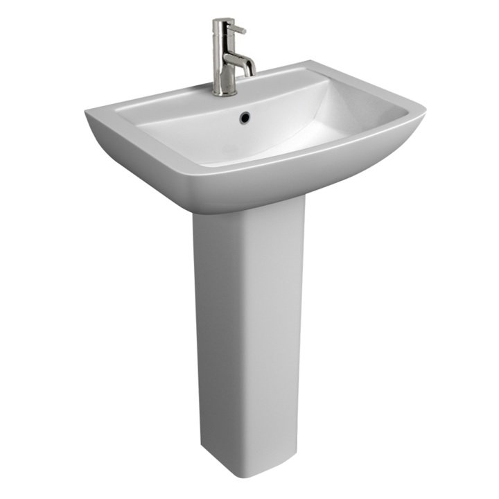 Kartell Pure Basin With Full Pedestal - 550mm Wide - 1 TH - Gloss White
