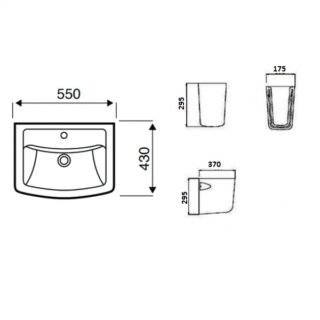 Kartell Pure Basin With Semi Pedestal - 550mm Wide - 1 TH - Gloss White - Image 2