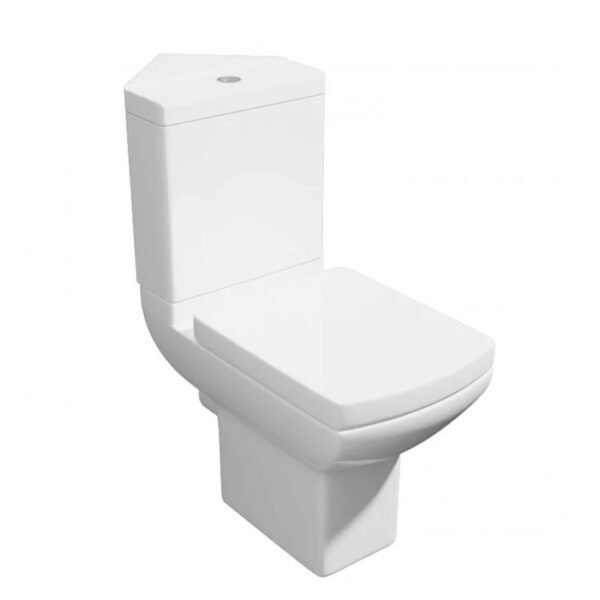Kartell Pure Close Coupled Toilet With Corner Cistern And Soft Close Seat - Gloss White
