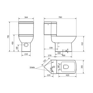 Kartell Pure Close Coupled Toilet With Corner Cistern And Soft Close Seat - Gloss White - Image 2