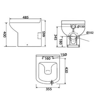 Kartell Pure Back To Wall Toilet With Soft Close Seat - Gloss White - Image 2