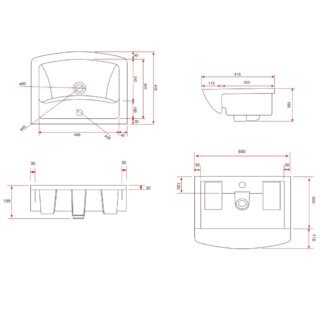Kartell Pure Semi Recessed Basin - 550mm Wide - 1 TH - Gloss White - Image 2