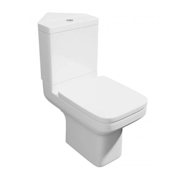 Kartell Trim Close Coupled Toilet With Corner Cistern And Soft Close Seat - Gloss White