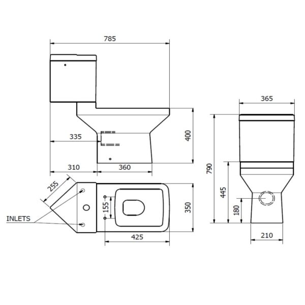 Kartell Trim Close Coupled Toilet With Corner Cistern And Soft Close Seat - Gloss White - Image 2
