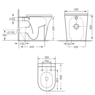 Kartell Kameo Back To Wall Toilet With Soft Close Seat - Gloss White - Image 2