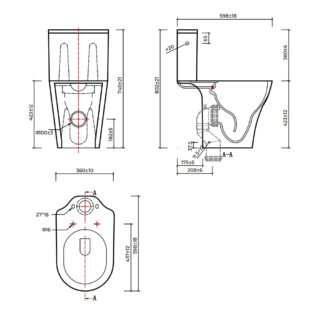 Kartell Kameo Short Projection Rimless Close Coupled Toilet With Cistern And Soft Close Seat - Gloss White - Image 2