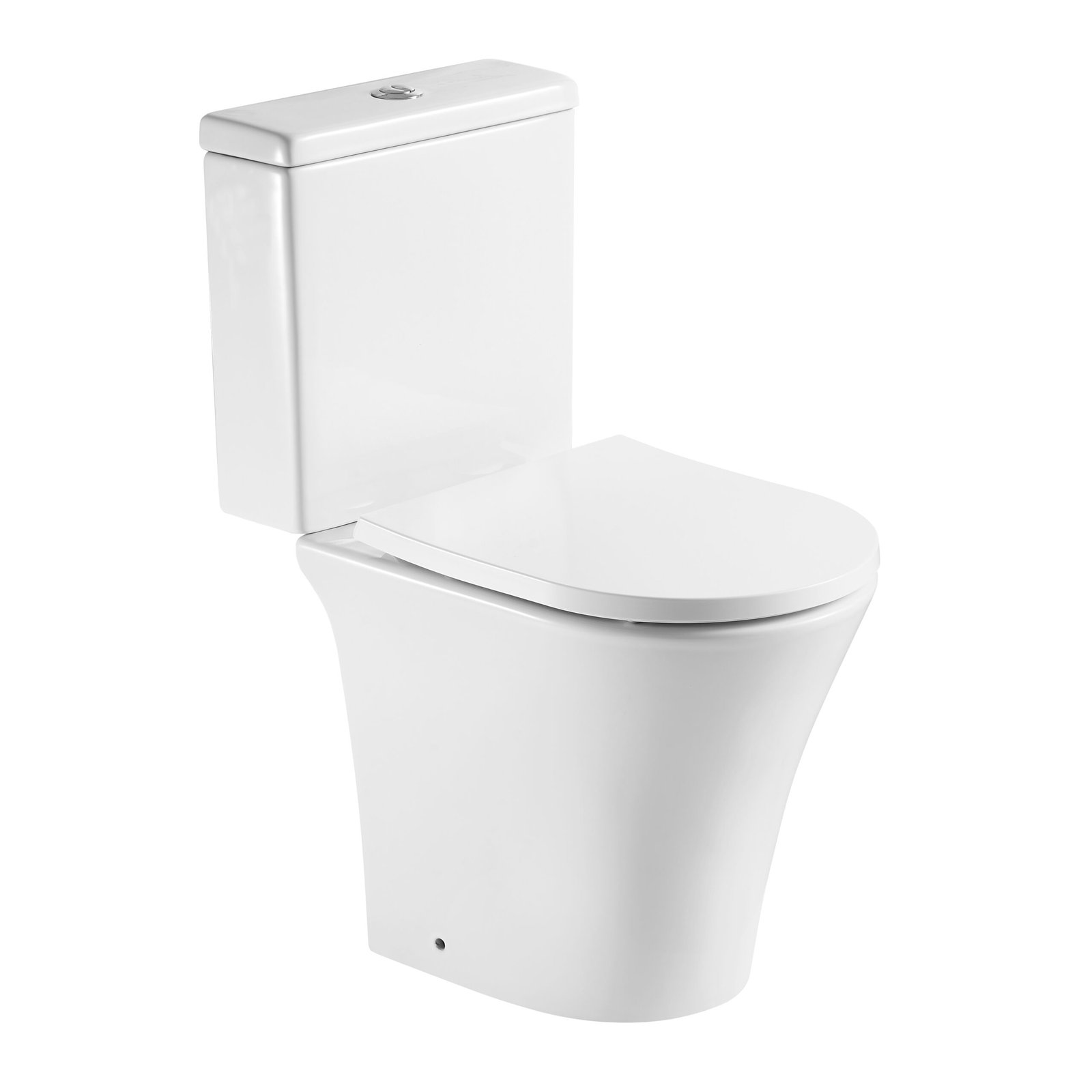 Kartell Kameo Short Projection Rimless Close Coupled Toilet With Cistern And Soft Close Seat - Gloss White