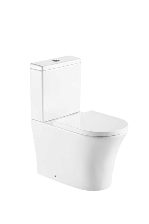 Kartell Kameo Rimless Close To Wall Close Coupled Toilet With Cistern And Soft Close Seat - Gloss White