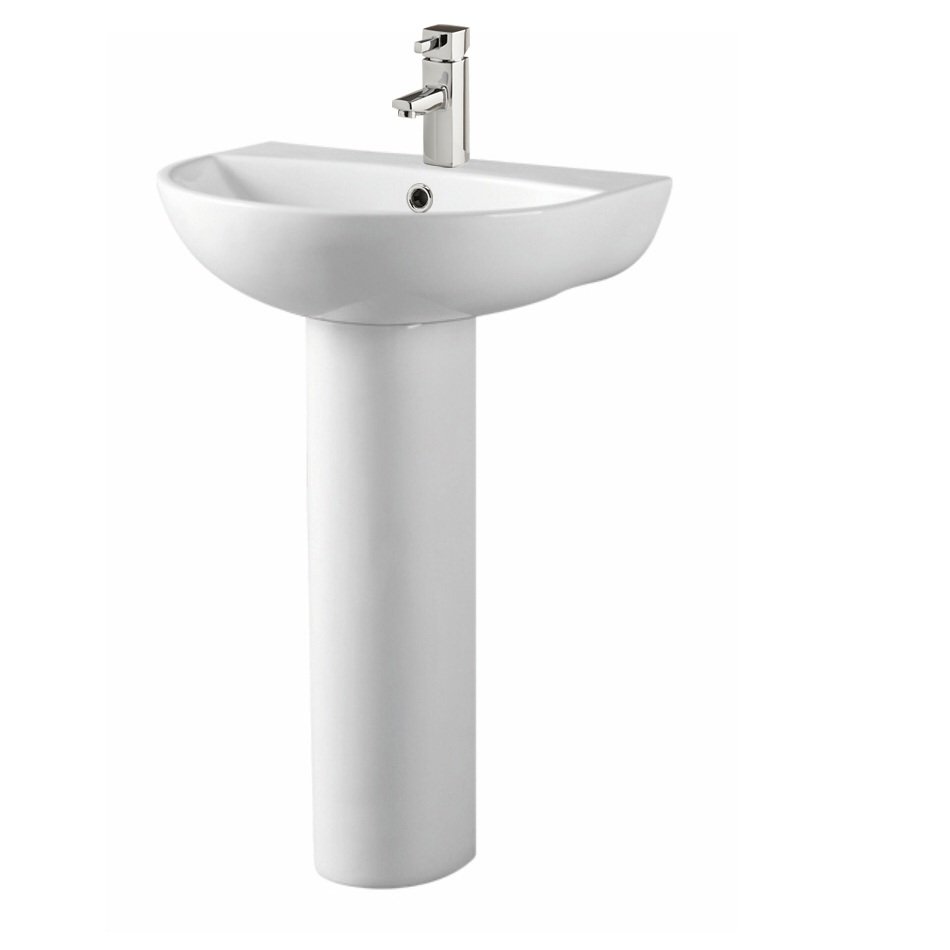 Kartell Kameo Basin With Full Pedestal - 550mm Wide - 1 TH - Gloss White