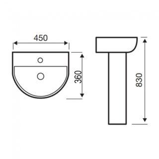 Kartell Kameo Basin With Full Pedestal - 450mm Wide - 1 TH - Gloss White - Image 2