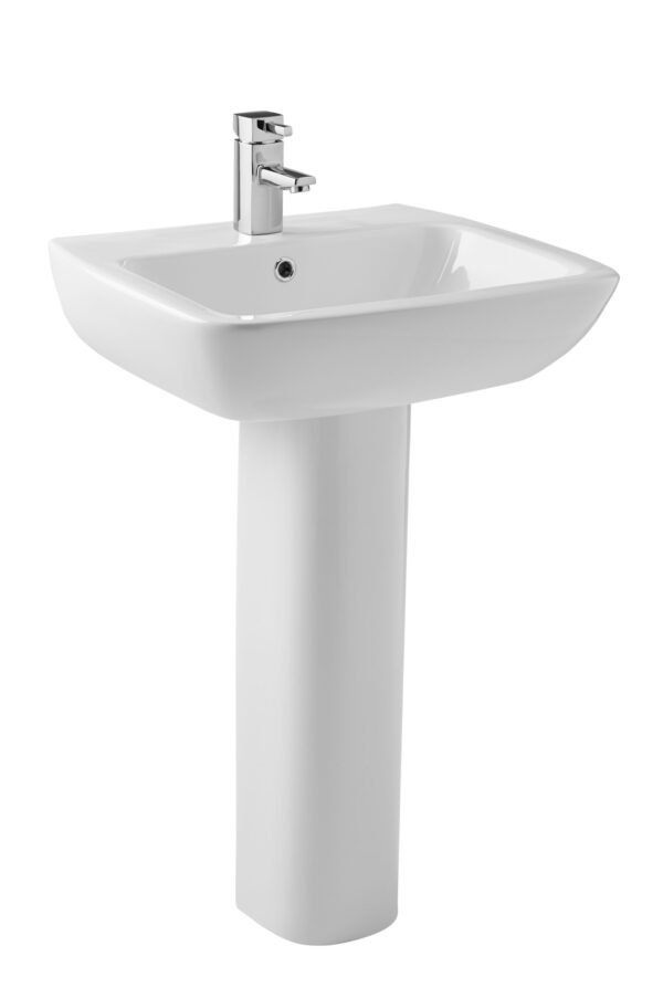 Kartell Evoque/Korsika Basin With Full Pedestal - 550mm Wide - 1 TH - Gloss White