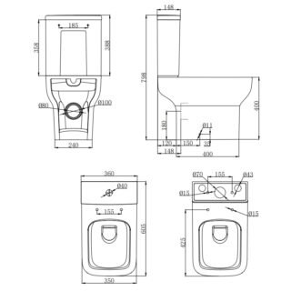 Kartell Korsika Close Coupled Toilet With Cistern And Soft Close Seat - Gloss White - Image 2