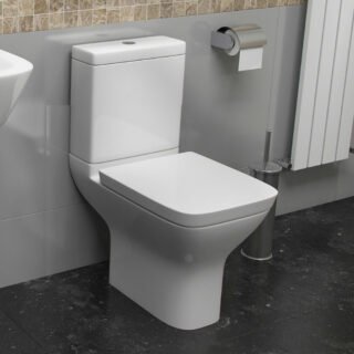 Kartell Project Square Close Coupled Toilet With Cistern And Soft Close Seat - Gloss White - Image 2