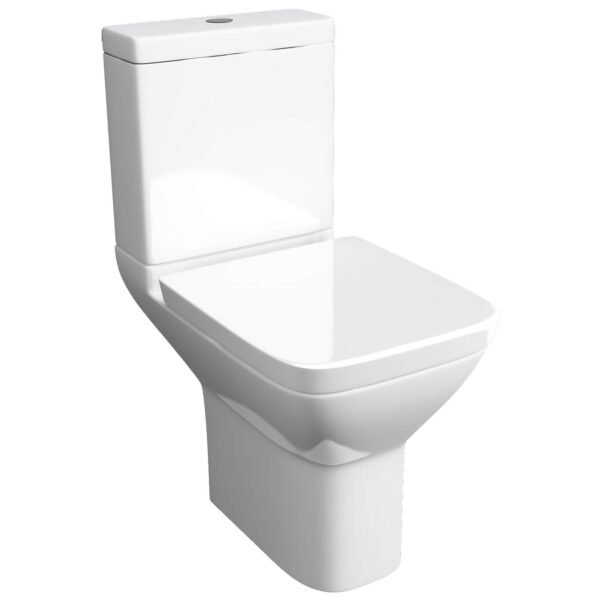 Kartell Project Square Close Coupled Toilet With Cistern And Soft Close Seat - Gloss White