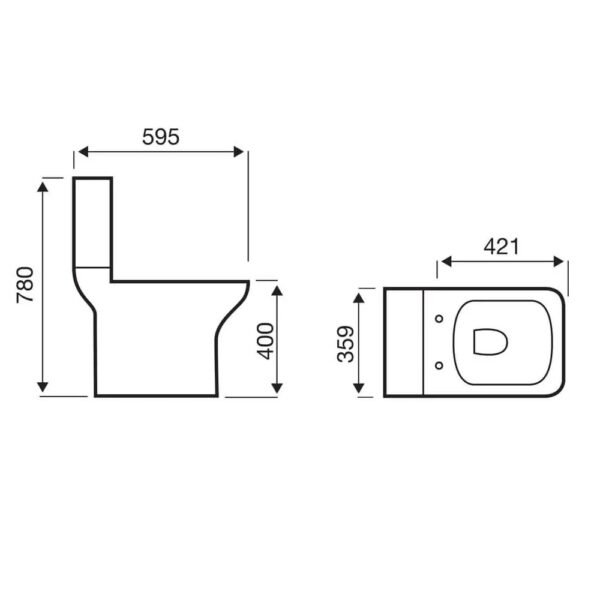 Kartell Project Square Close Coupled Toilet With Cistern And Soft Close Seat - Gloss White - Image 4