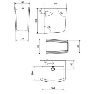 Kartell Project Basin With Semi Pedestal - 530mm Wide - 1 TH - Gloss White - Image 2