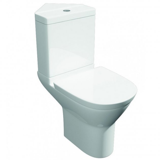 Kartell Project Round Close Coupled Toilet With Corner Cistern And Soft Close Seat - Gloss White
