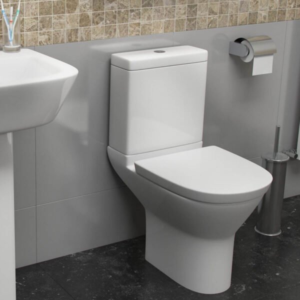 Kartell Project Round Close Coupled Toilet With Cistern And Soft Close Seat - Gloss White - Image 2