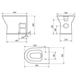 Kartell Project Round Back To Wall Toilet With Soft Close Seat - Gloss White - Image 2