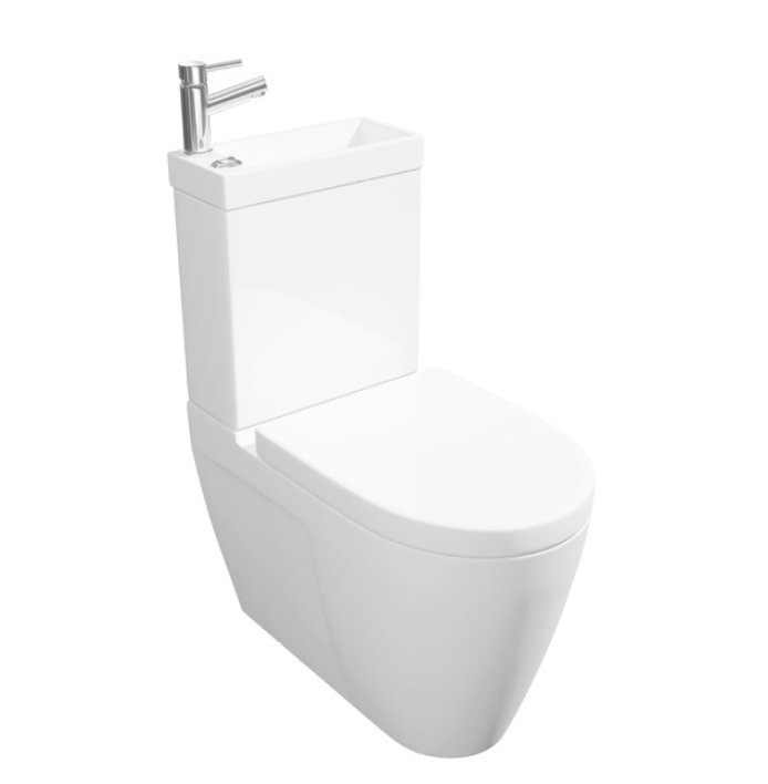 Kartell Combi 2 in 1 Close Coupled Toilet With Cistern Soft Close Seat, Basin And Tap